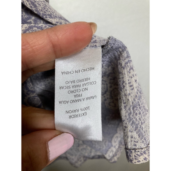 Sadie & Sage Womens Romper Purple Geometric Top Tie Waist Boat Neck Button M - Picture 10 of 11